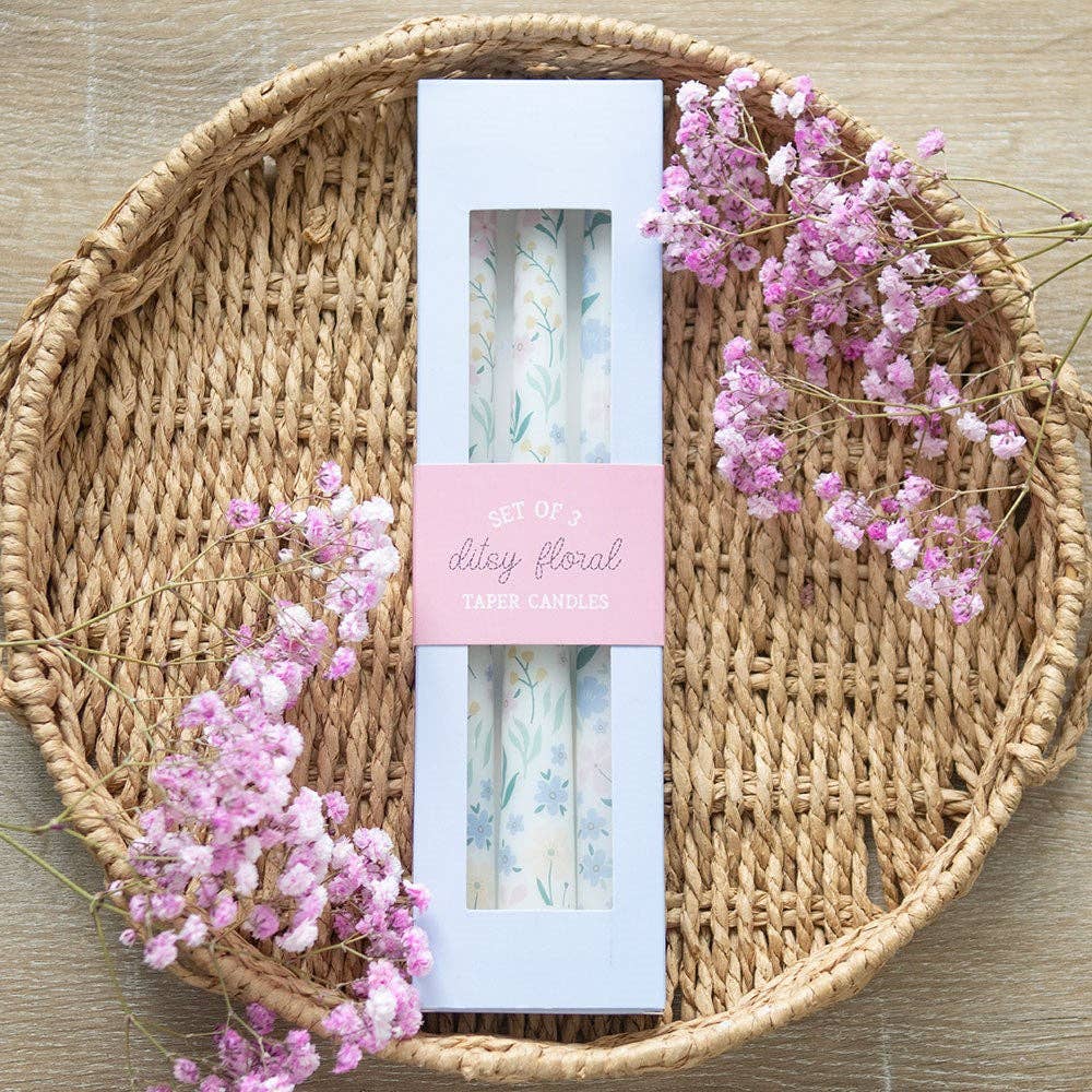 Ditsy Floral Taper Candles | Set of 3