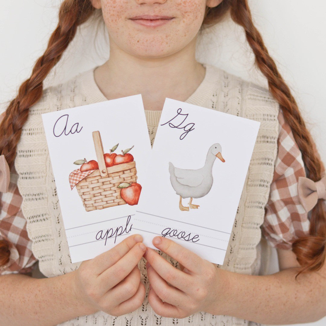 English Cursive Alphabet Flashcards
