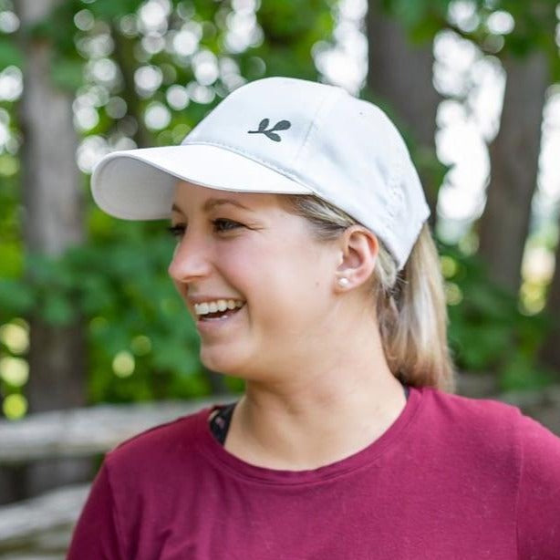 White with green leaf | Adult regular style ball cap