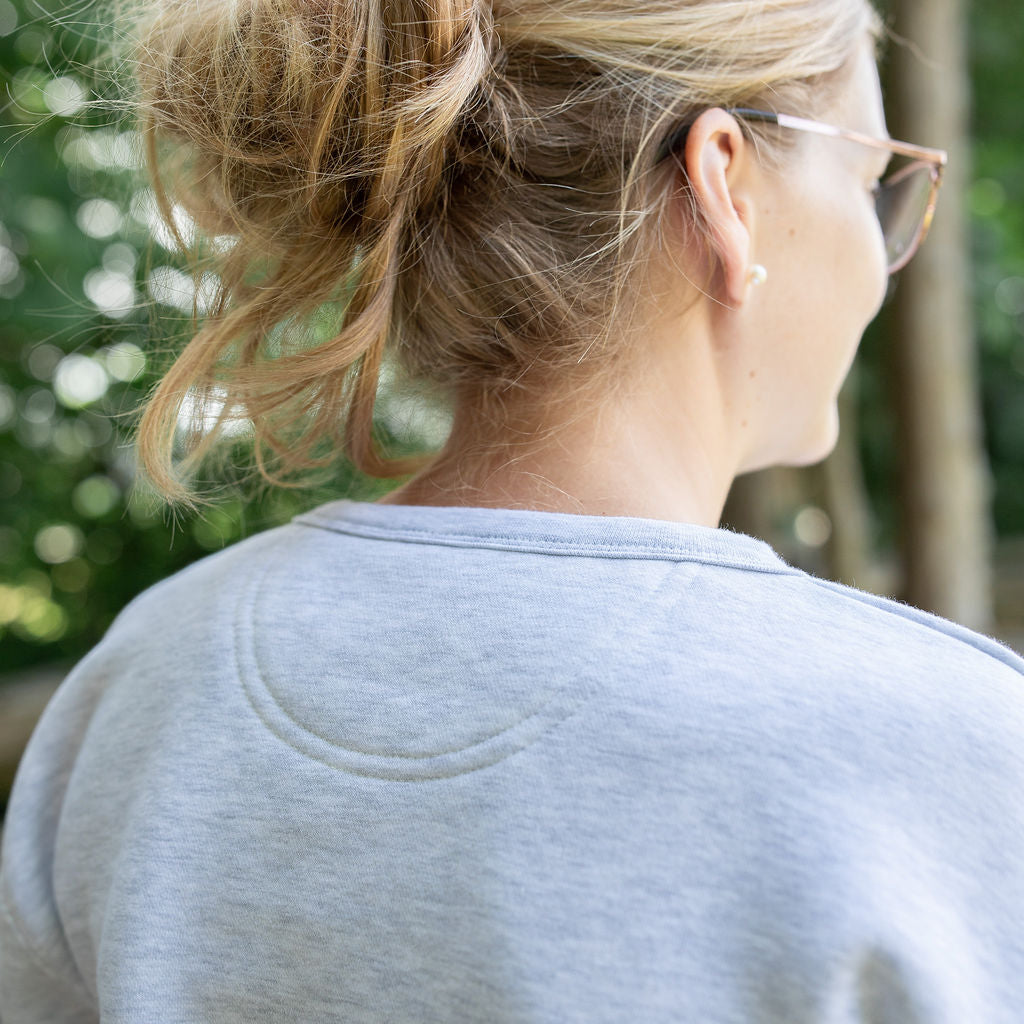 Floral ash grey crew neck sweater | Unisex