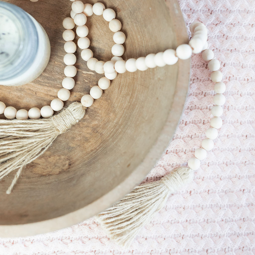 Wood Bead Garland | natural & white