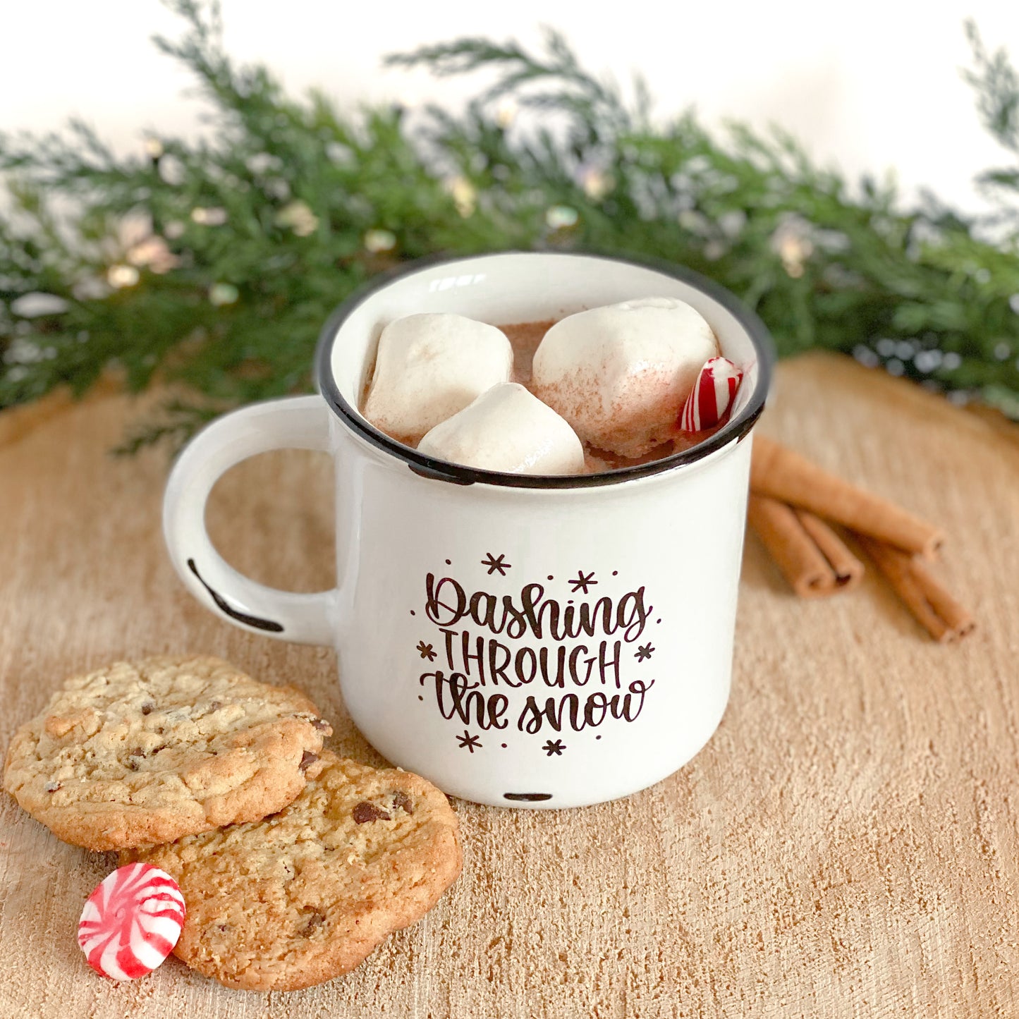 Dashing through the snow | 15 oz distressed camper mug