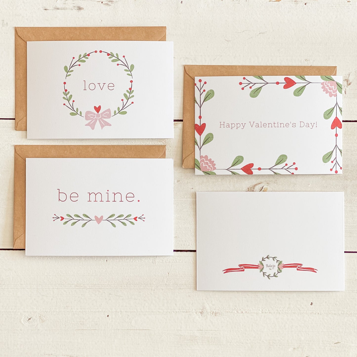 Valentine Cards | Set of 3 folded cards with envelopes