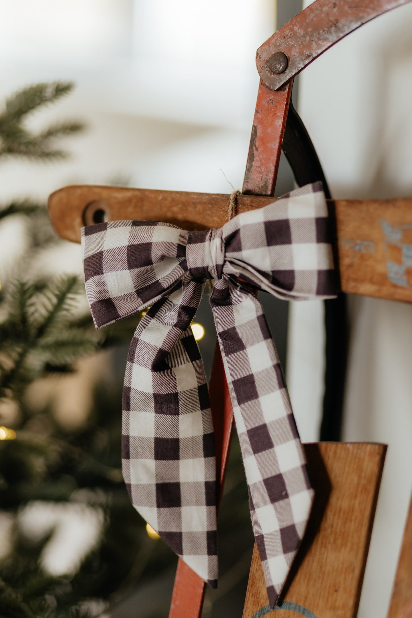 Brown Gingham Bow | 3 Sizes