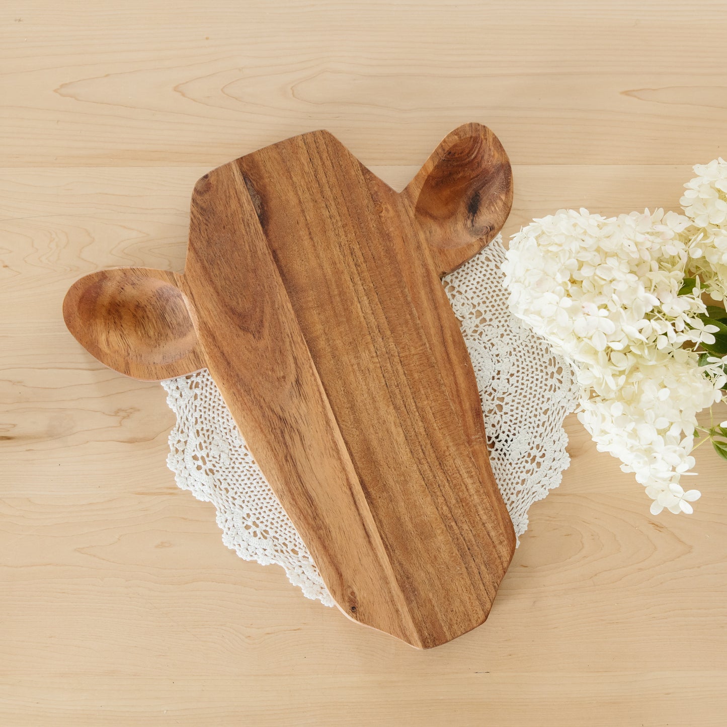 Acacia Wood Cow Head Shape Board