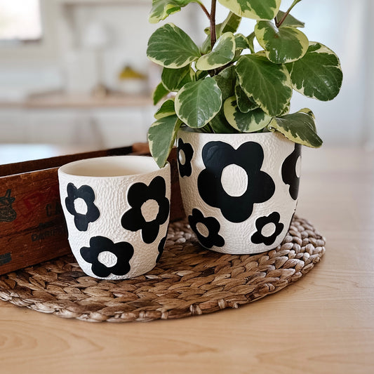 Floral Terracotta Flower Pots | Set of 2