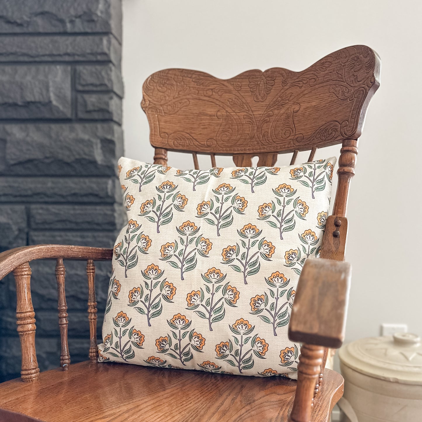 Block Floral Pillow