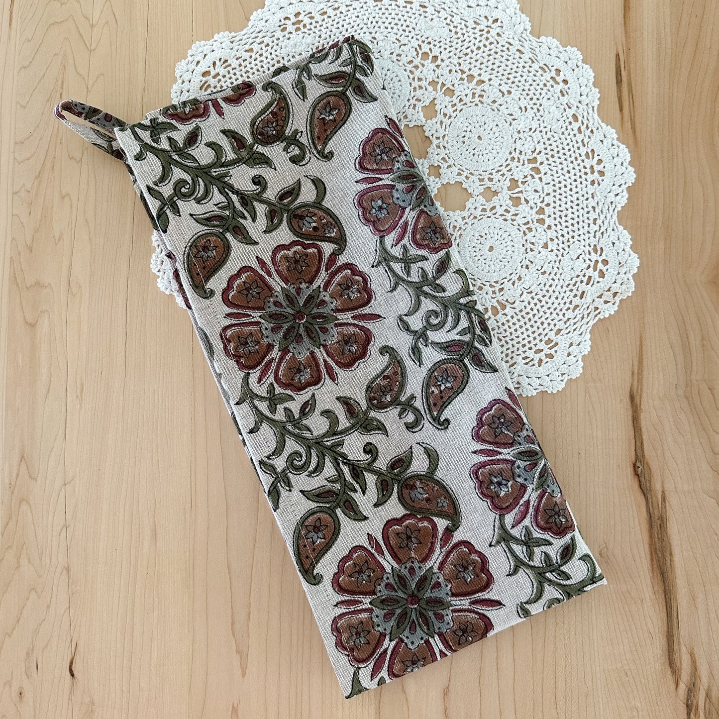 Heirloom Block Print Dishtowel | Brown