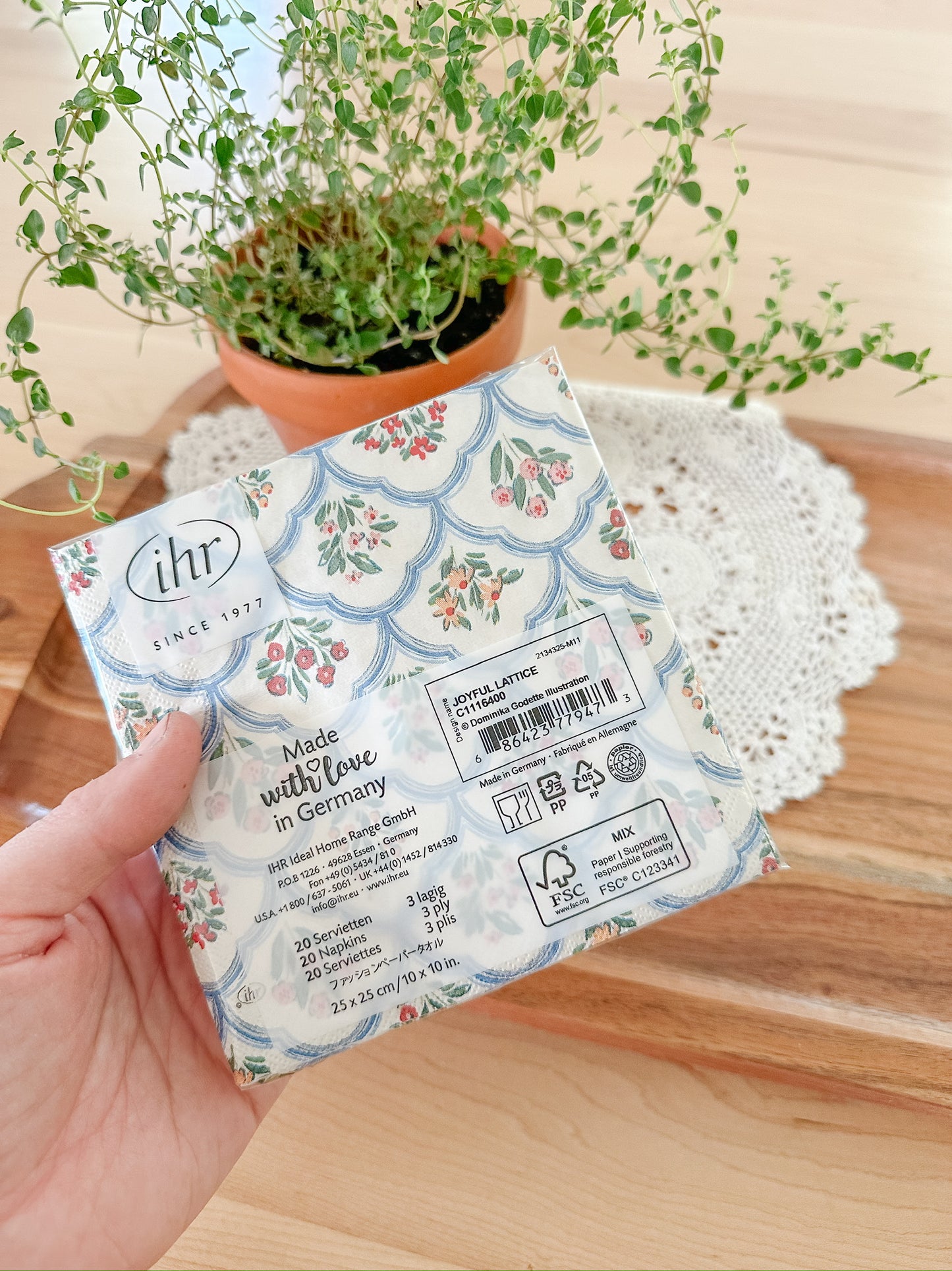 Blue Floral Lattice Napkins