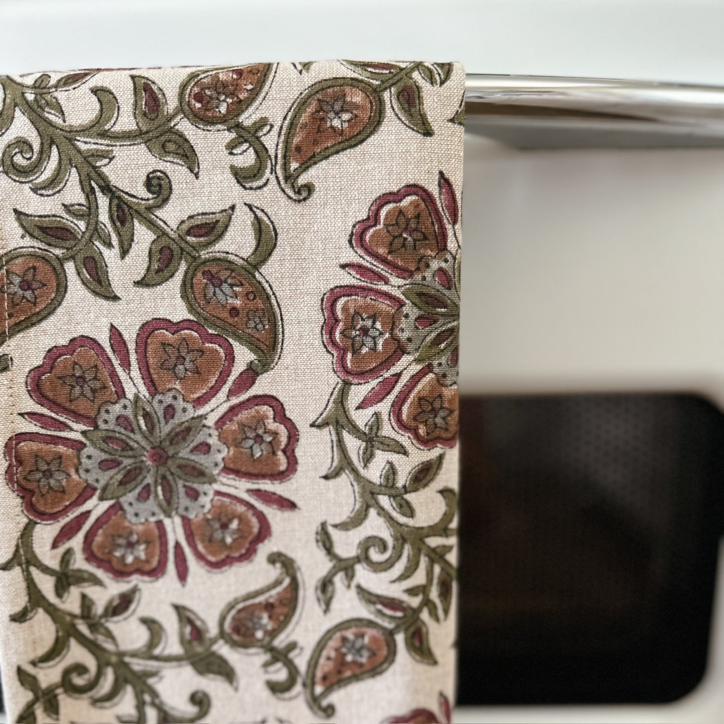 Heirloom Block Print Dishtowel | Brown