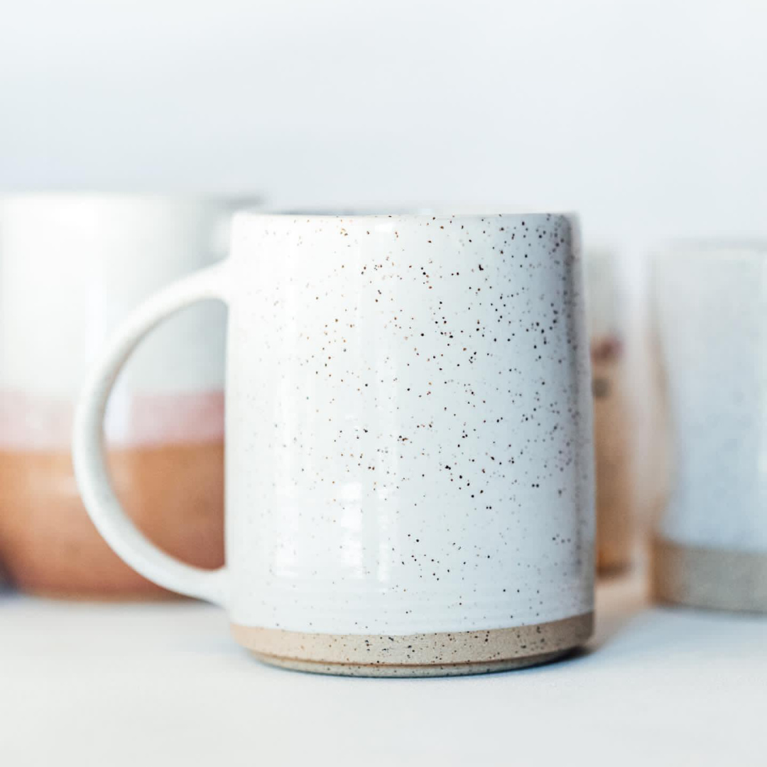White Speckle Pottery Mug | 16 oz