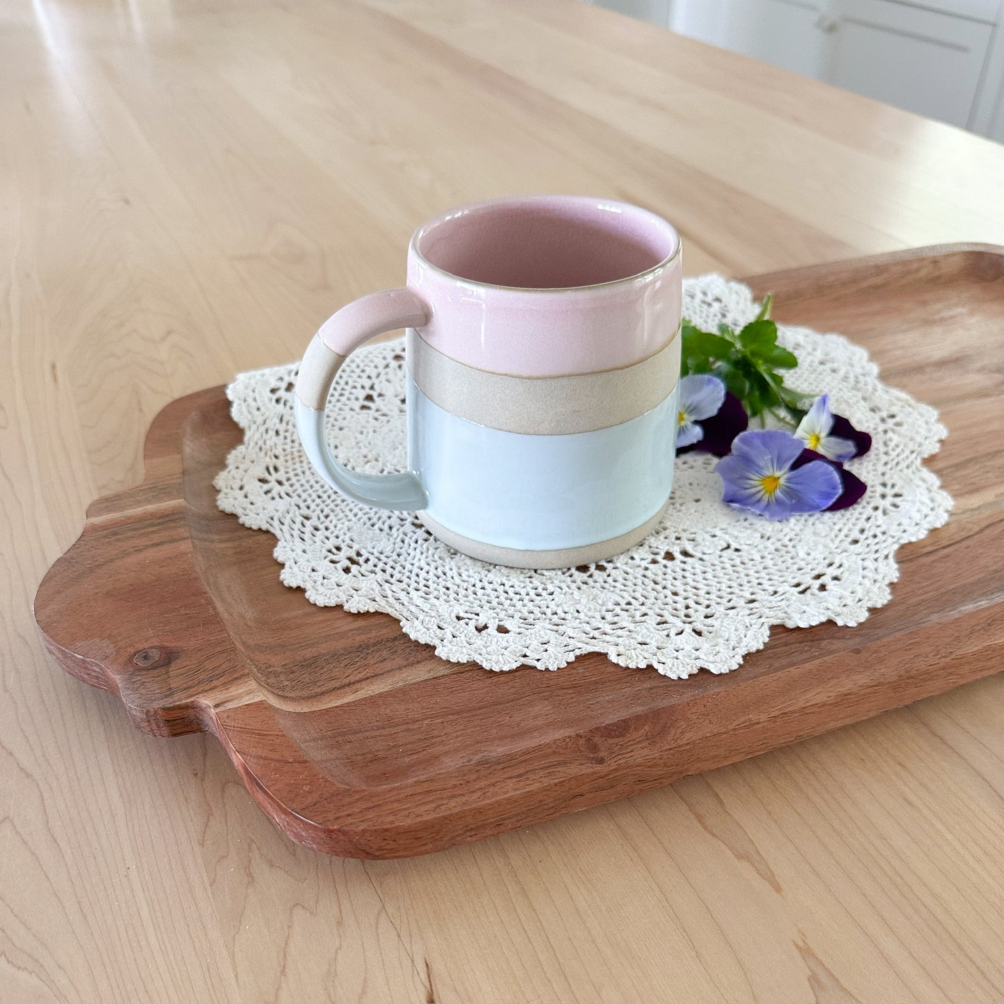 Pink + Blue Pottery Inspired Mug | 14 oz