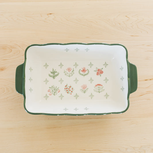 Floral Stoneware Baking Dish