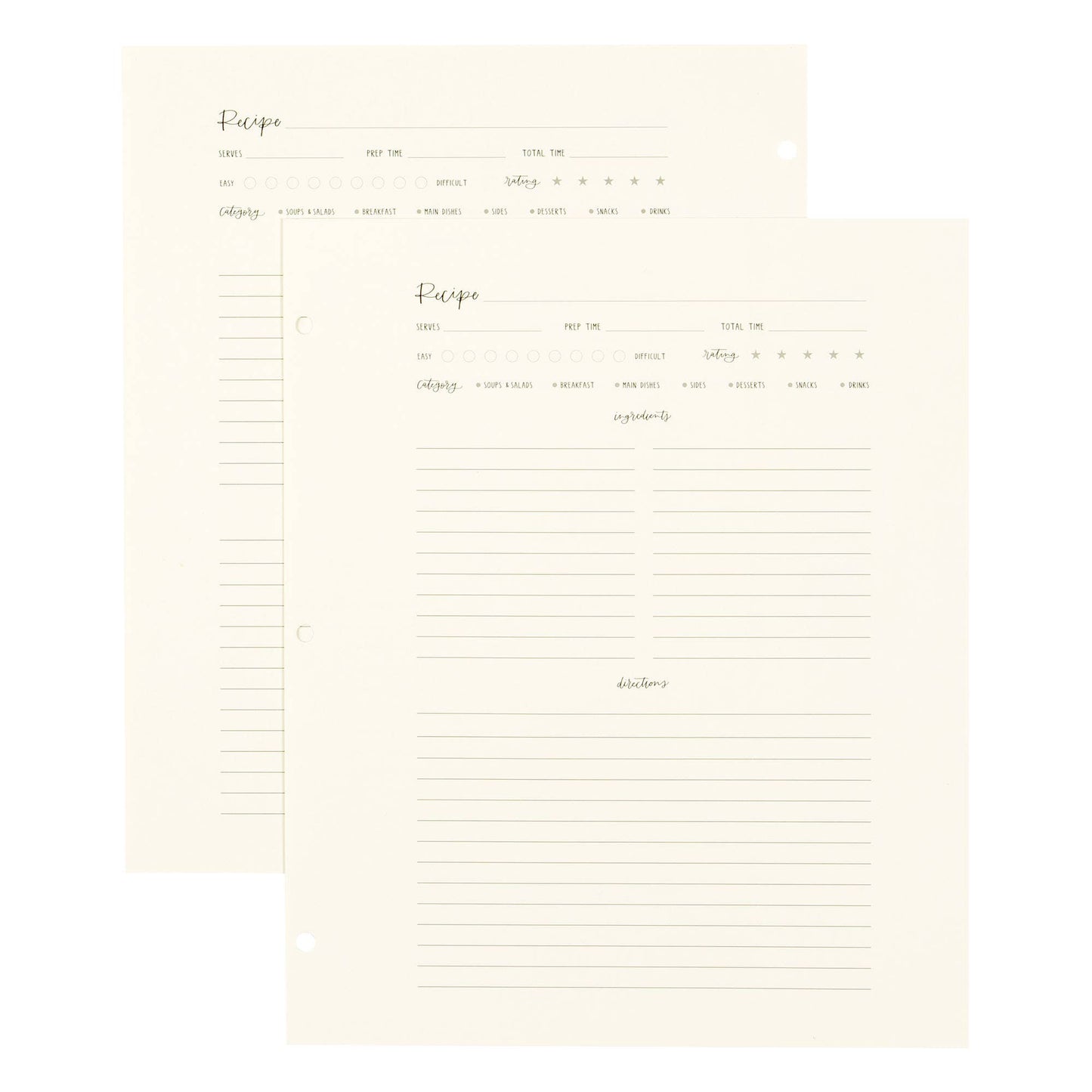 Large Recipe Page Set | 9.3 x 11.3