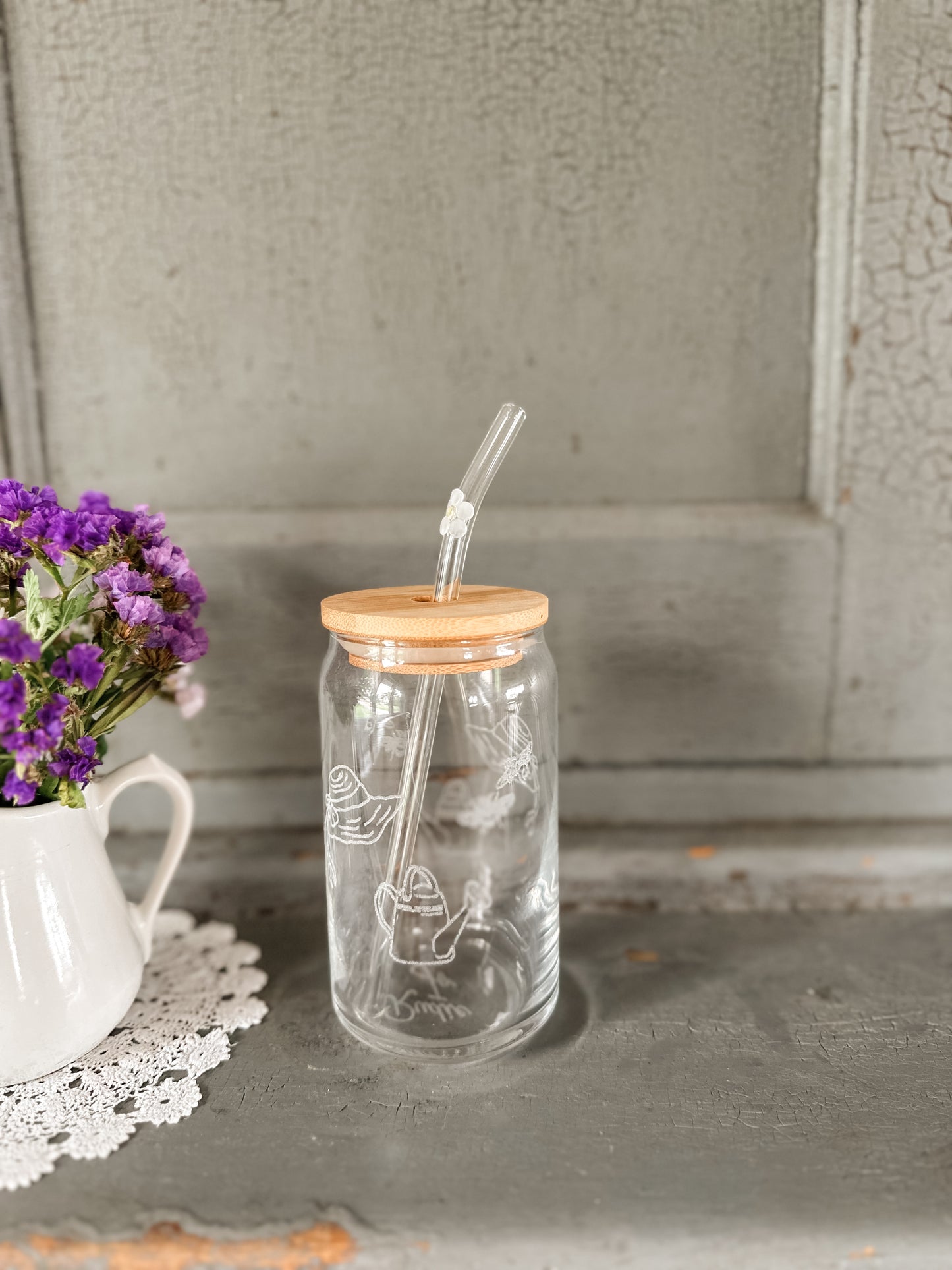 Glass Flower Straws