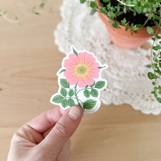 Pink Rose | Clear Vinyl Sticker
