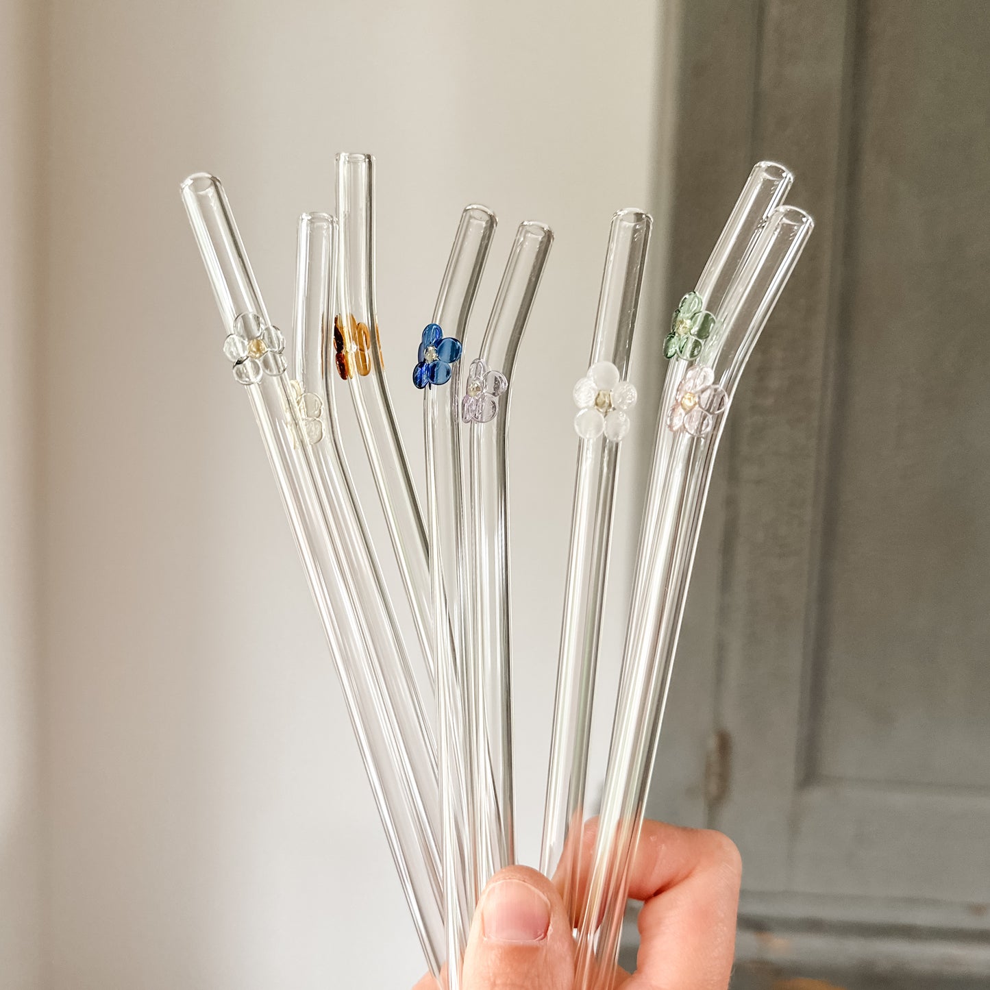 Glass Flower Straws