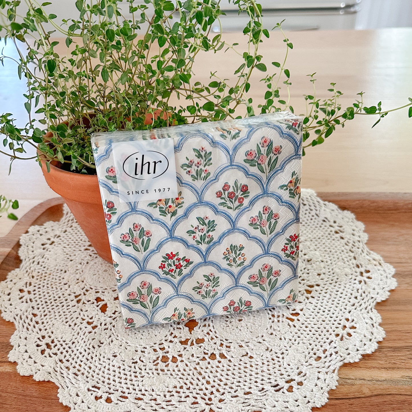 Blue Floral Lattice Napkins