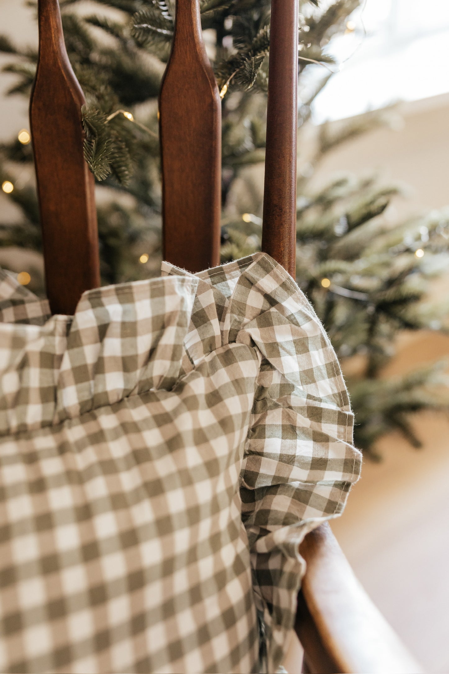 Gingham Ruffle Pillow | Green