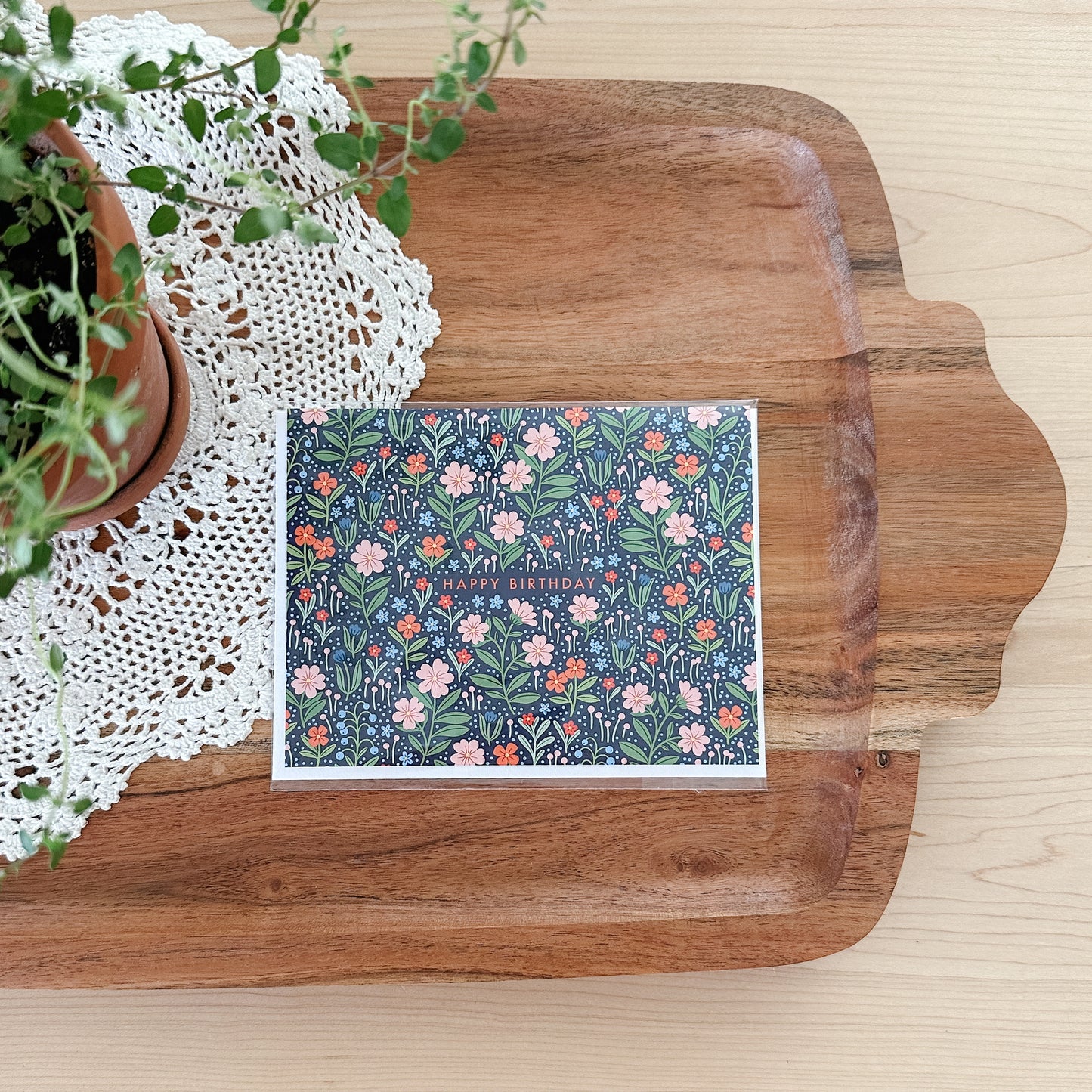 Navy Floral Birthday Card