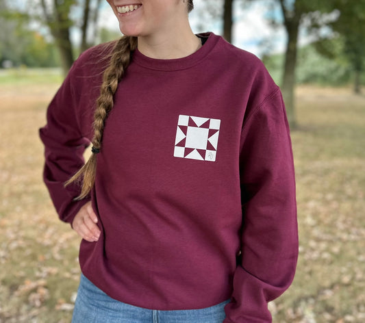 Quilt Block Maroon Crewneck | Unisex
