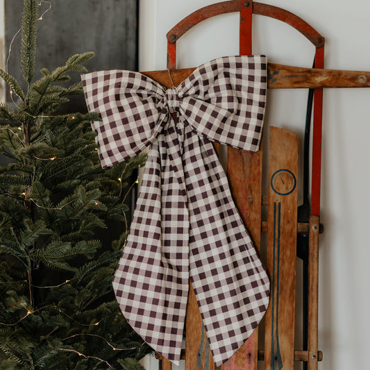 Brown Gingham Bow | 3 Sizes