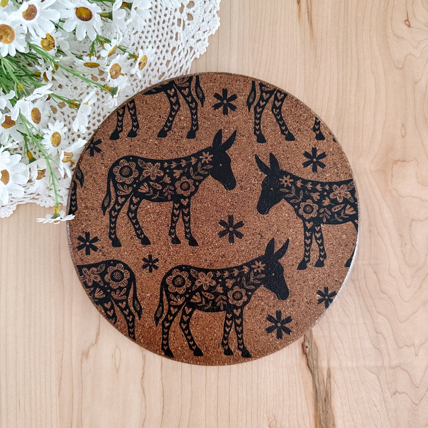 Floral Farm Animals Cork Trivets | 8 options