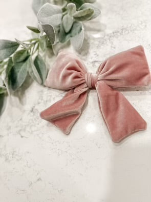 Large Handmade Velvet Bow | Pink & Cream