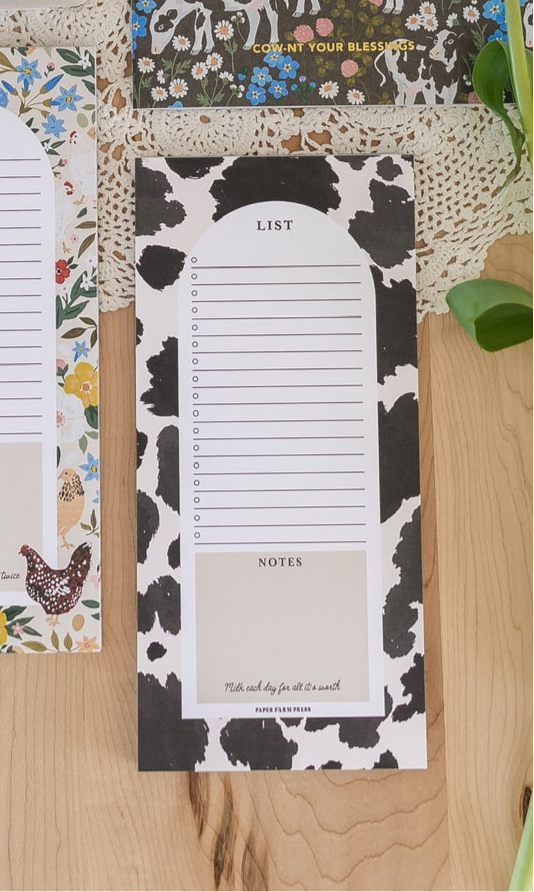 Cowprint Market List Notepad