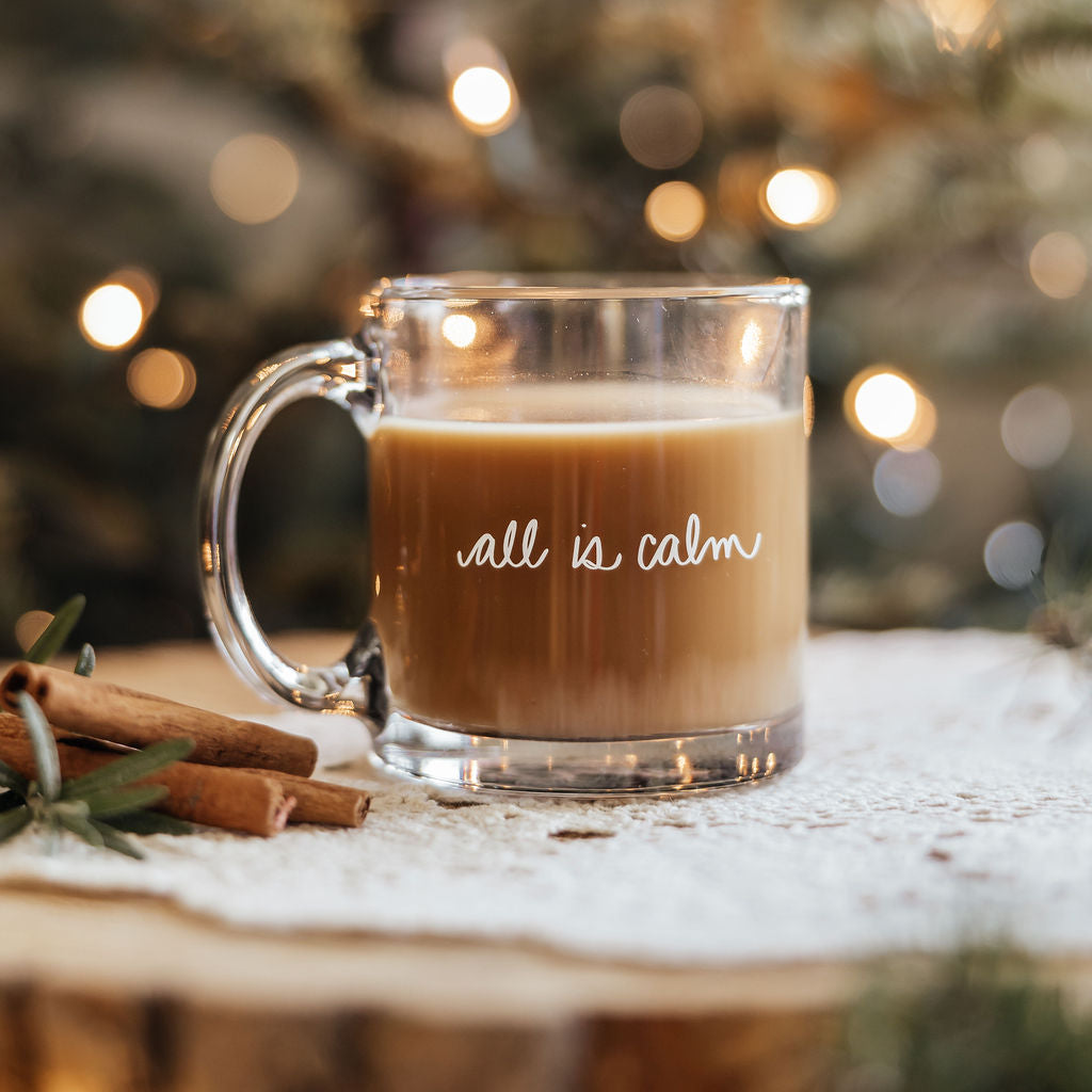 All is calm clear glass mug | 13 oz.