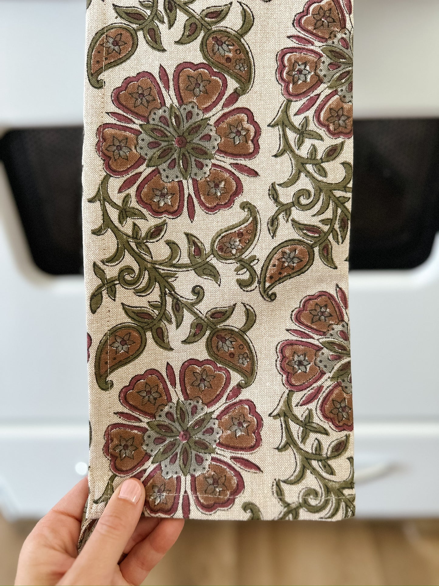 Heirloom Block Print Dishtowel | Brown
