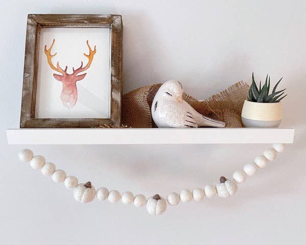 White Pumpkin Felt Garland | 2 Sizes