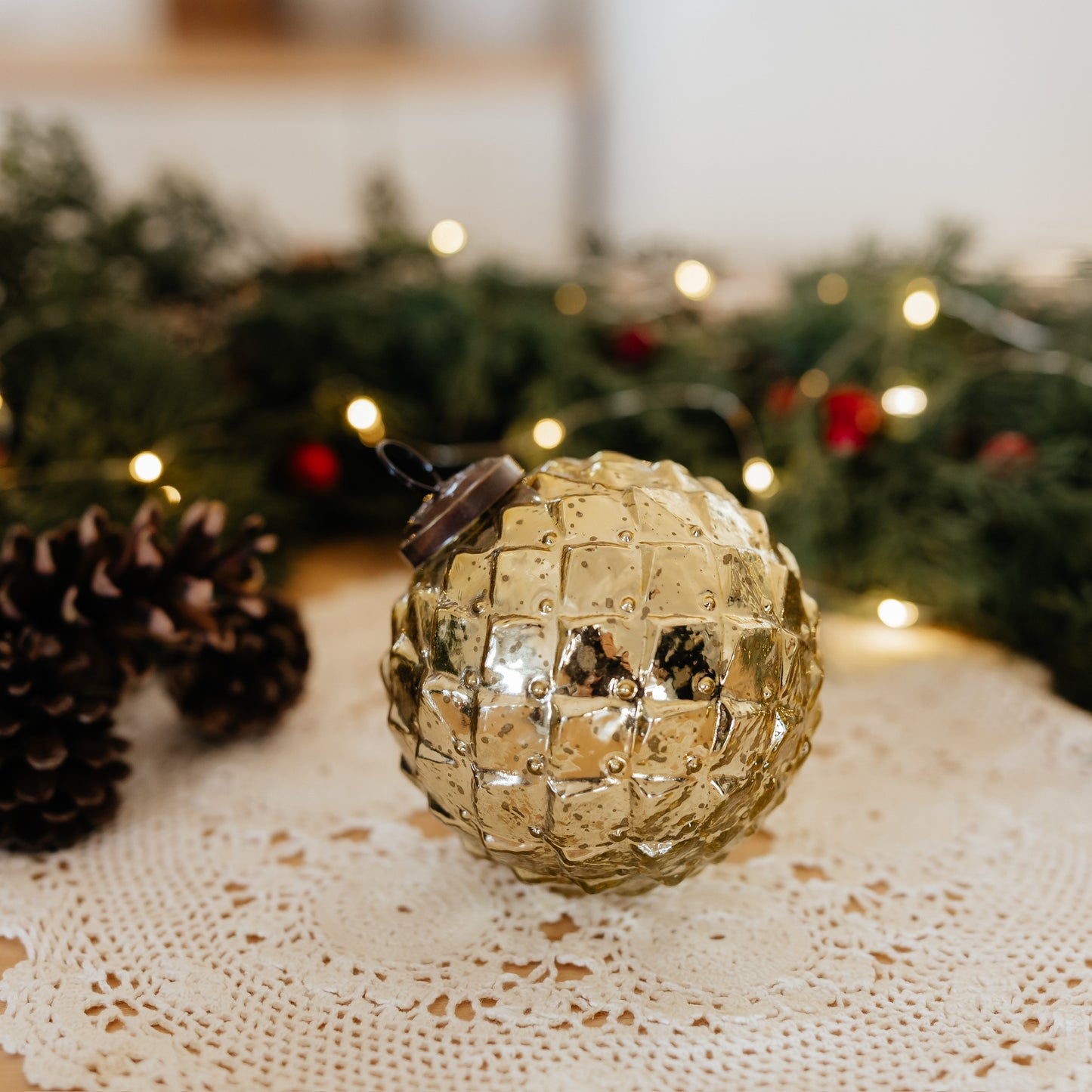 Distressed Glass Ornament | Silver and Gold