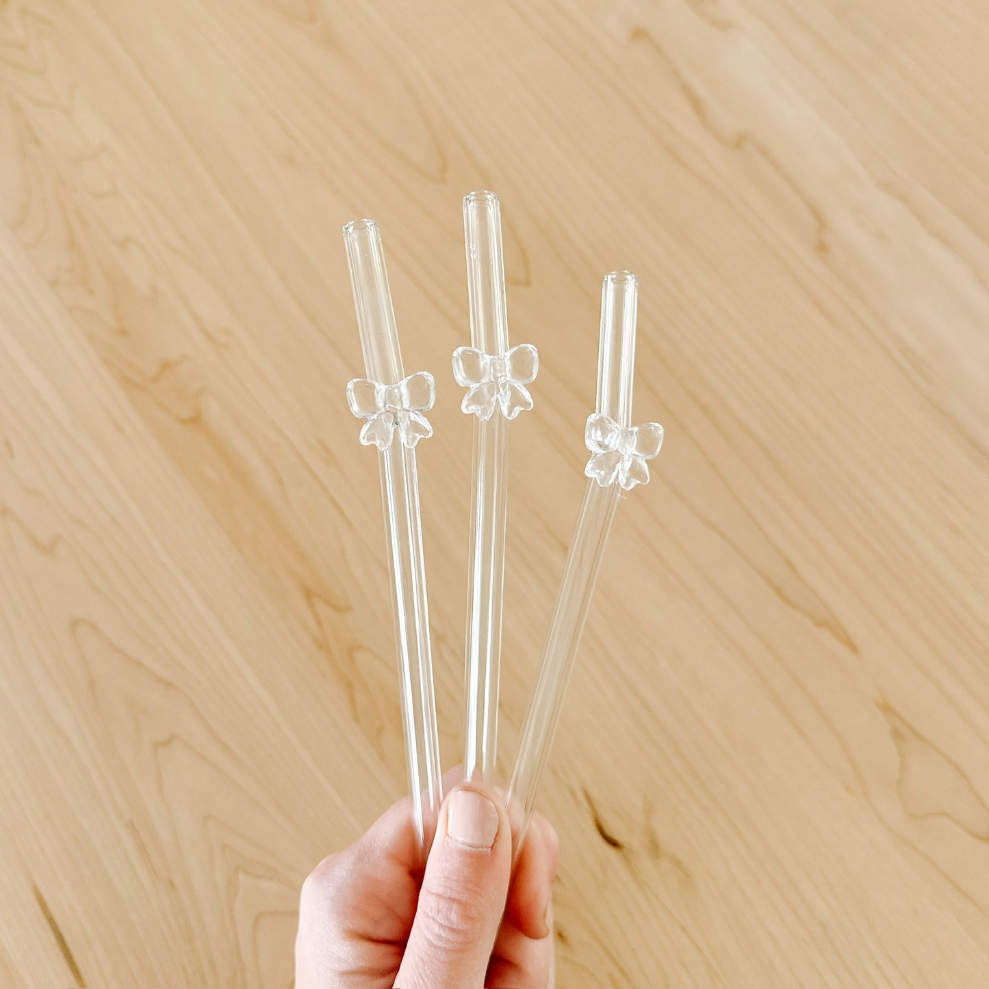 Glass Bow Straws | Clear & Blue