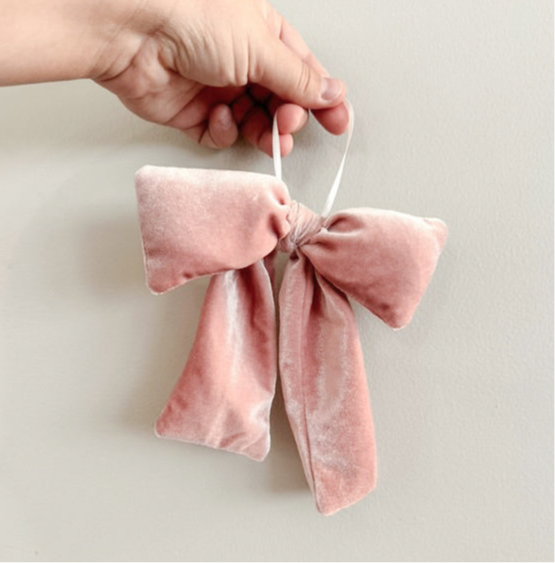 Large Handmade Velvet Bow | Pink & Cream