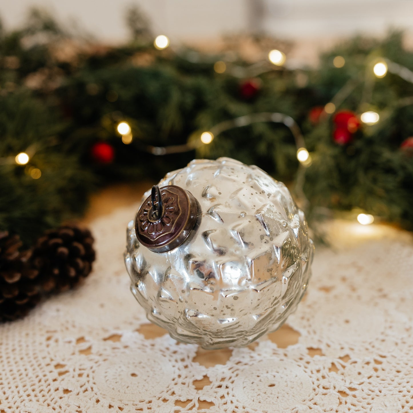 Distressed Glass Ornament | Silver and Gold