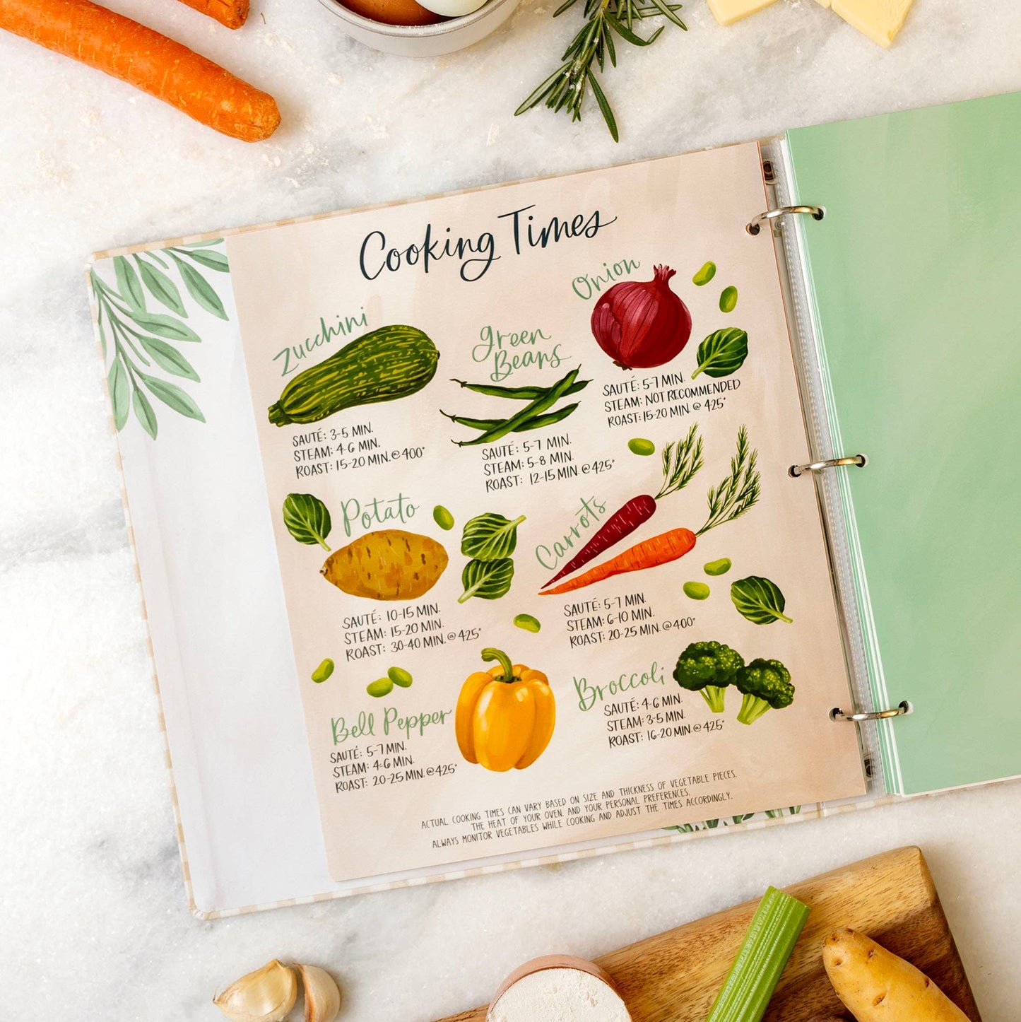 Beige Gingham Recipe Binder | Large