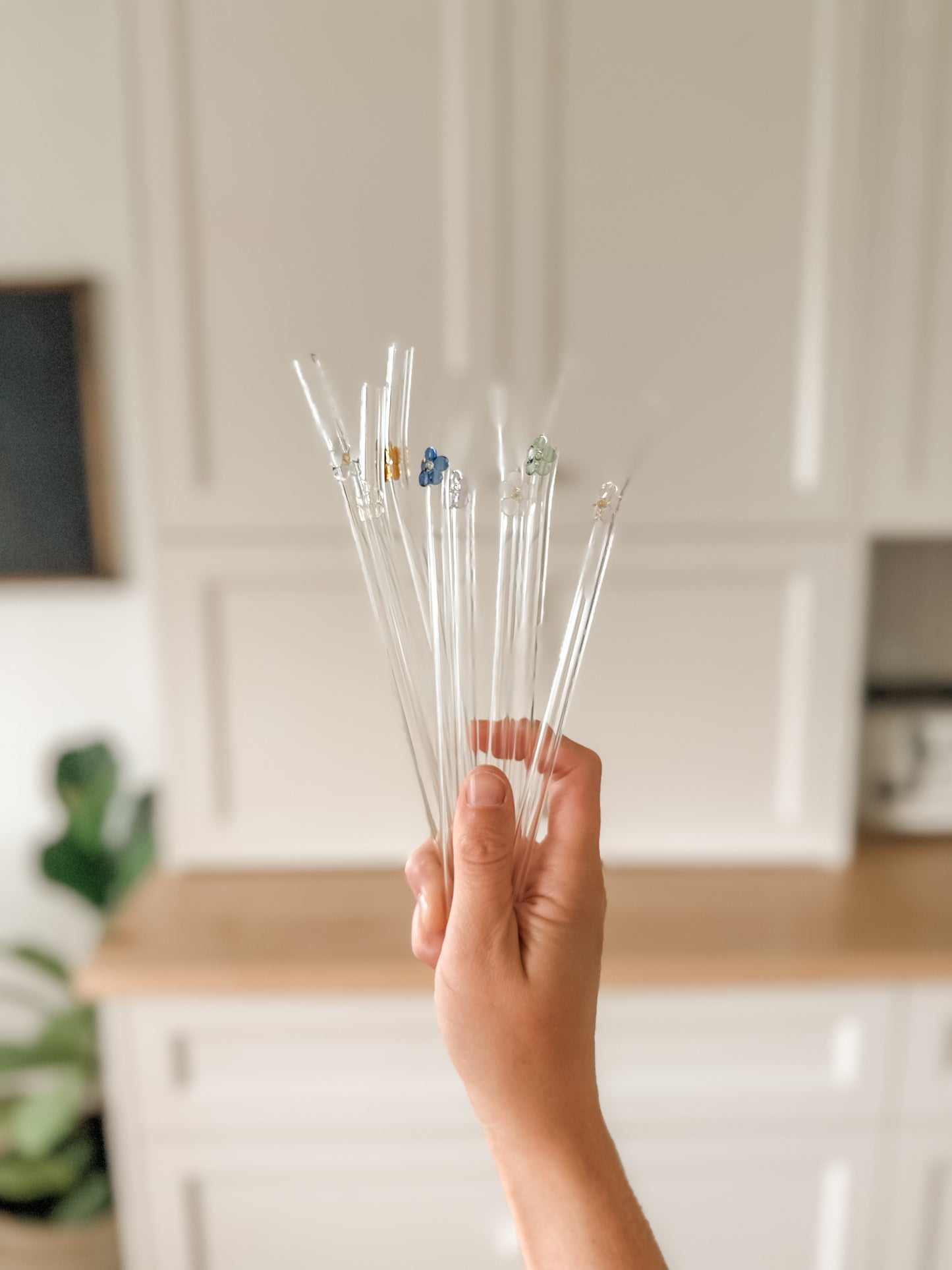 Glass Flower Straws