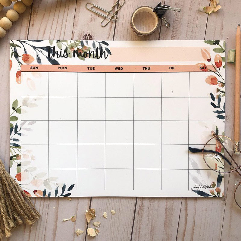 Peach Florals Calendar Notepad