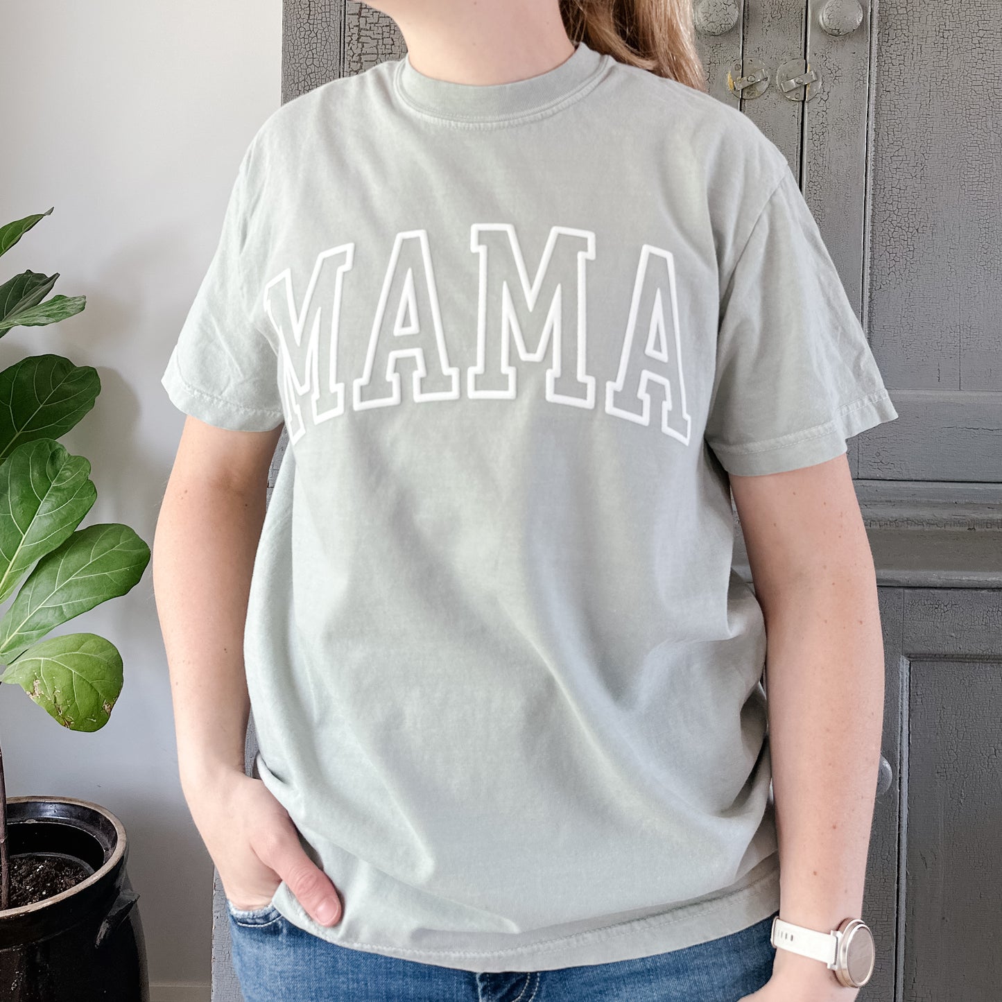 Varsity Mama Tee | Sage