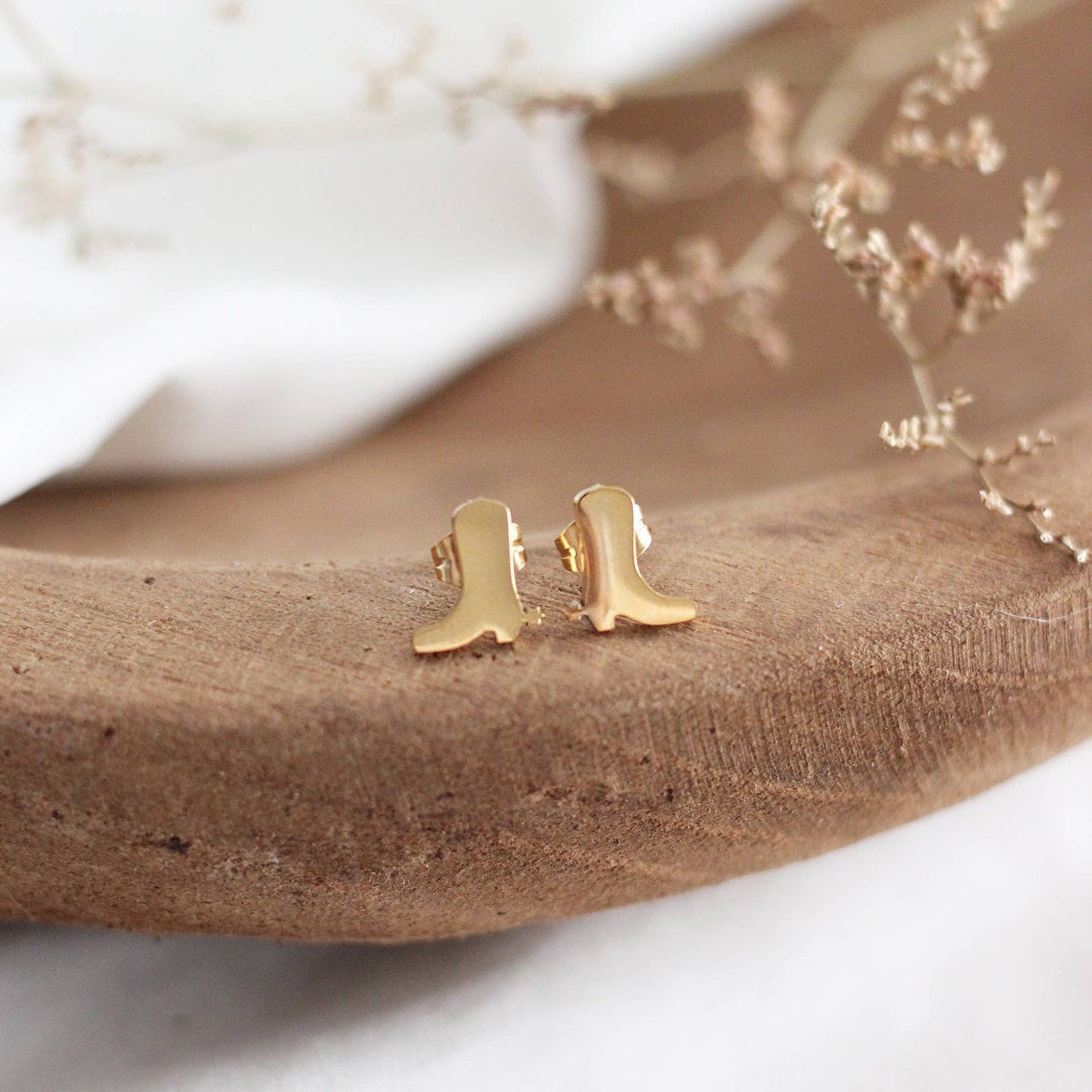 Mini Cowboy Boot Earrings | Gold