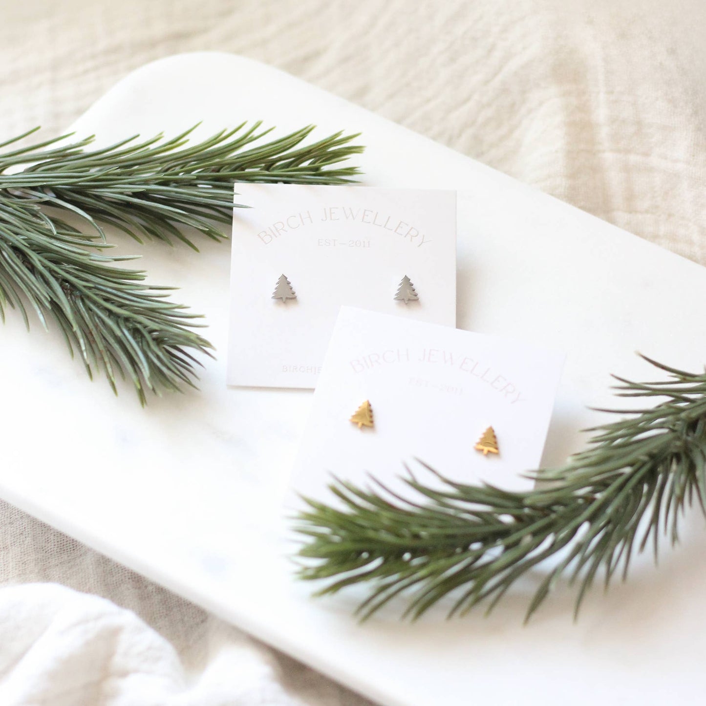 Mini Pine Tree Earrings | Gold or Silver