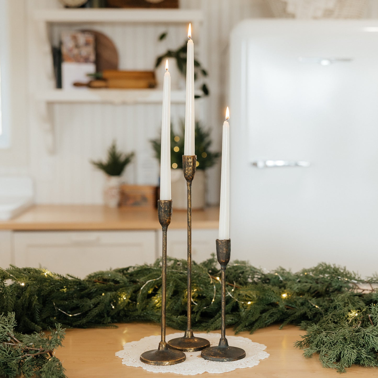 Cast Iron Elegant Candlestick Holder | Set of 3