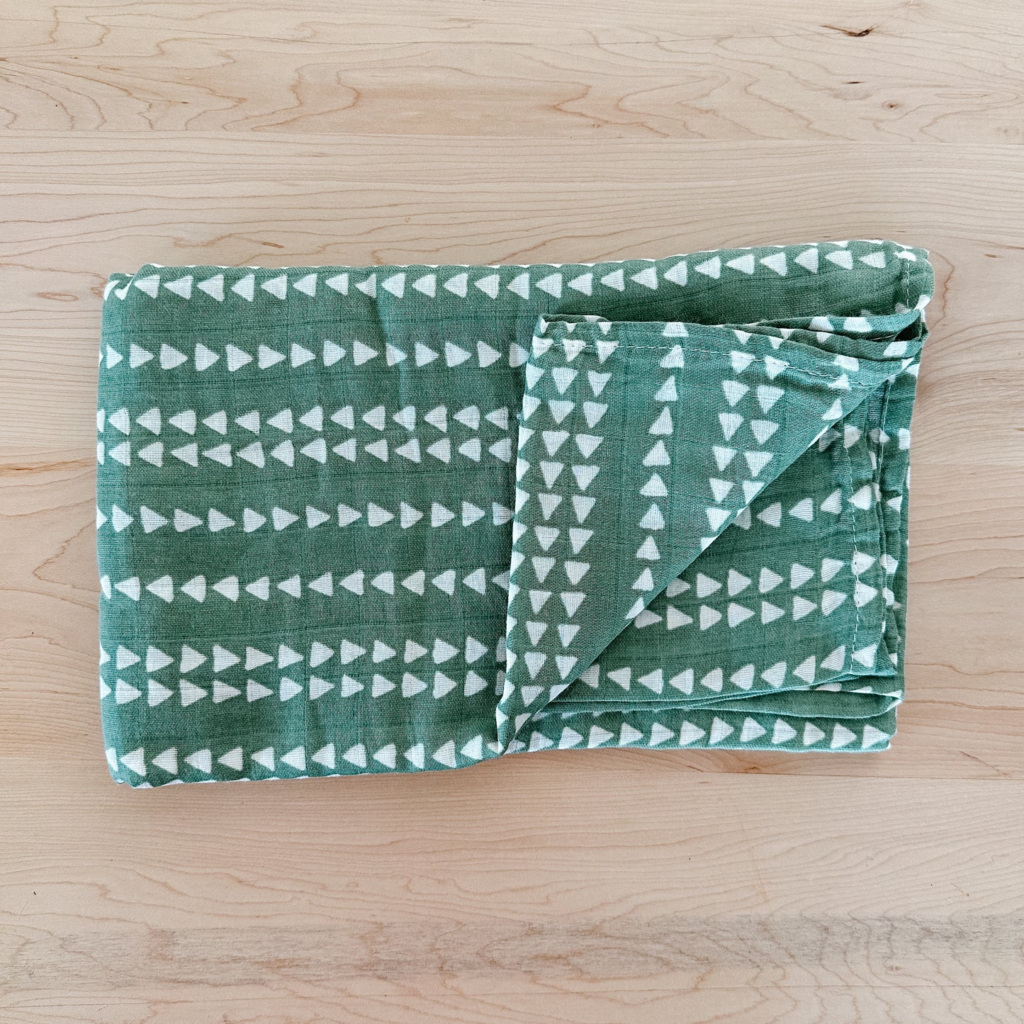 Green with Triangle Print Swaddle Blanket