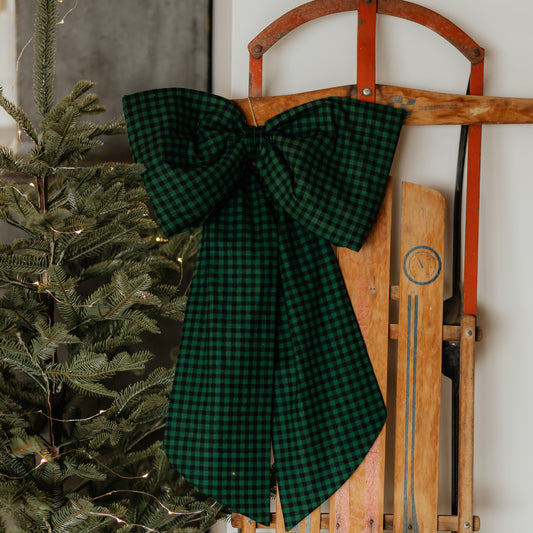 Green and Black Plaid Bow | 3 Sizes