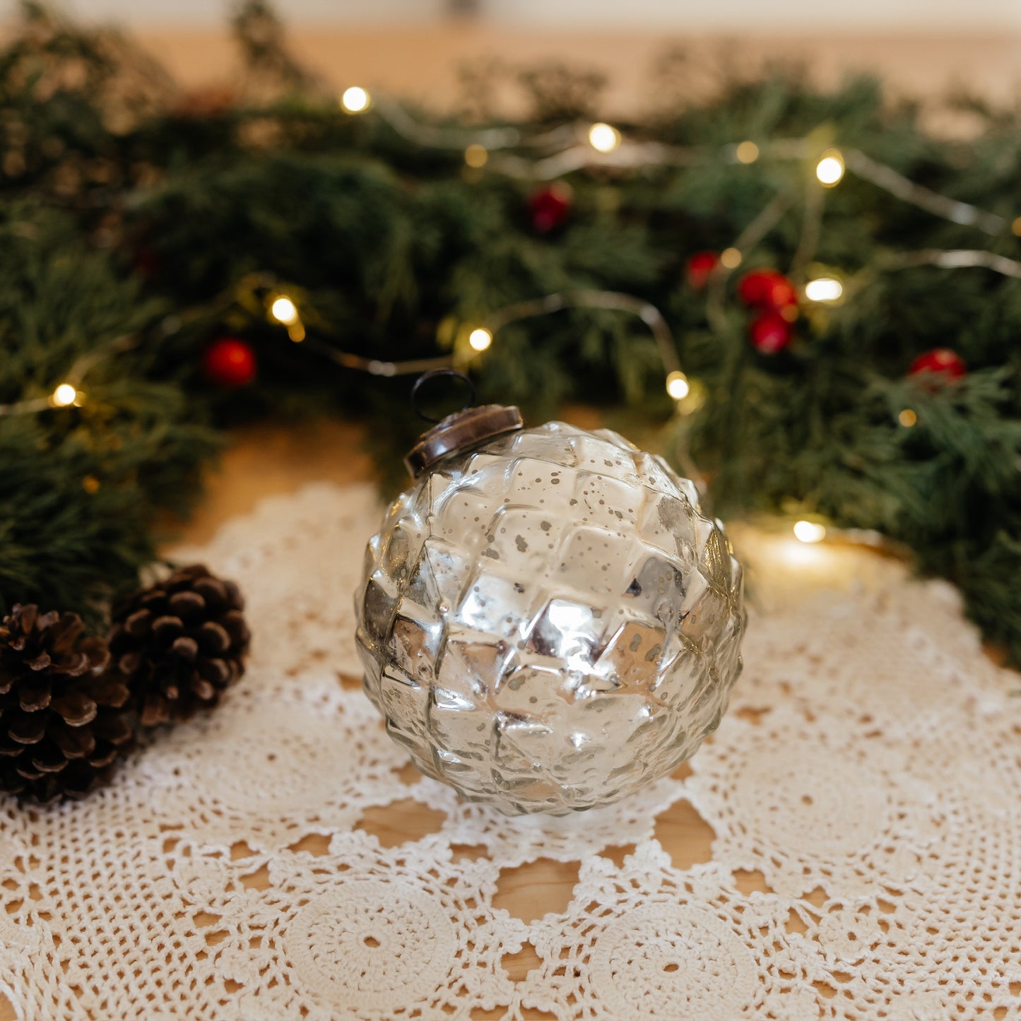 Distressed Glass Ornament | Silver and Gold