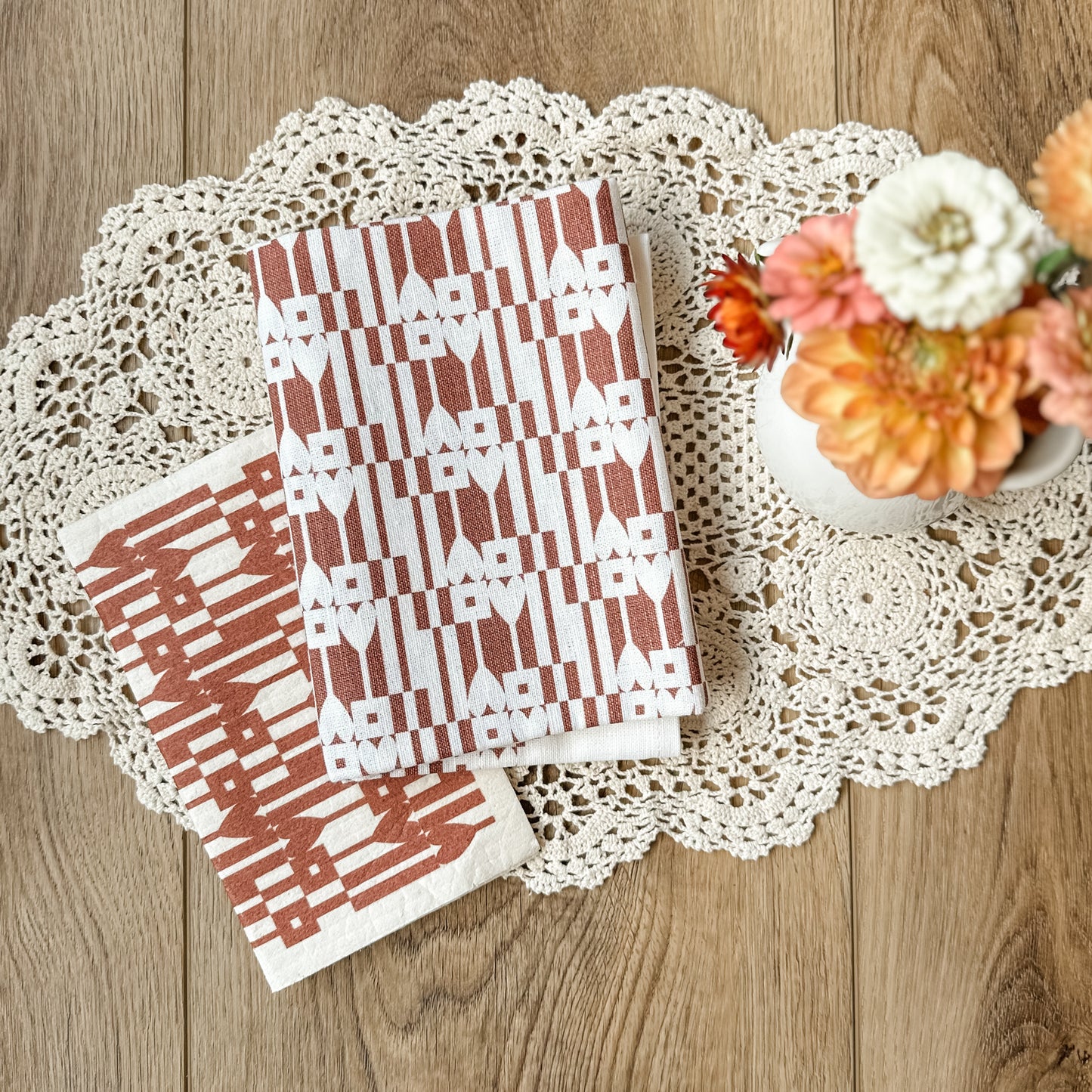 Sponge Cloth & Tea Towel Set | Brown