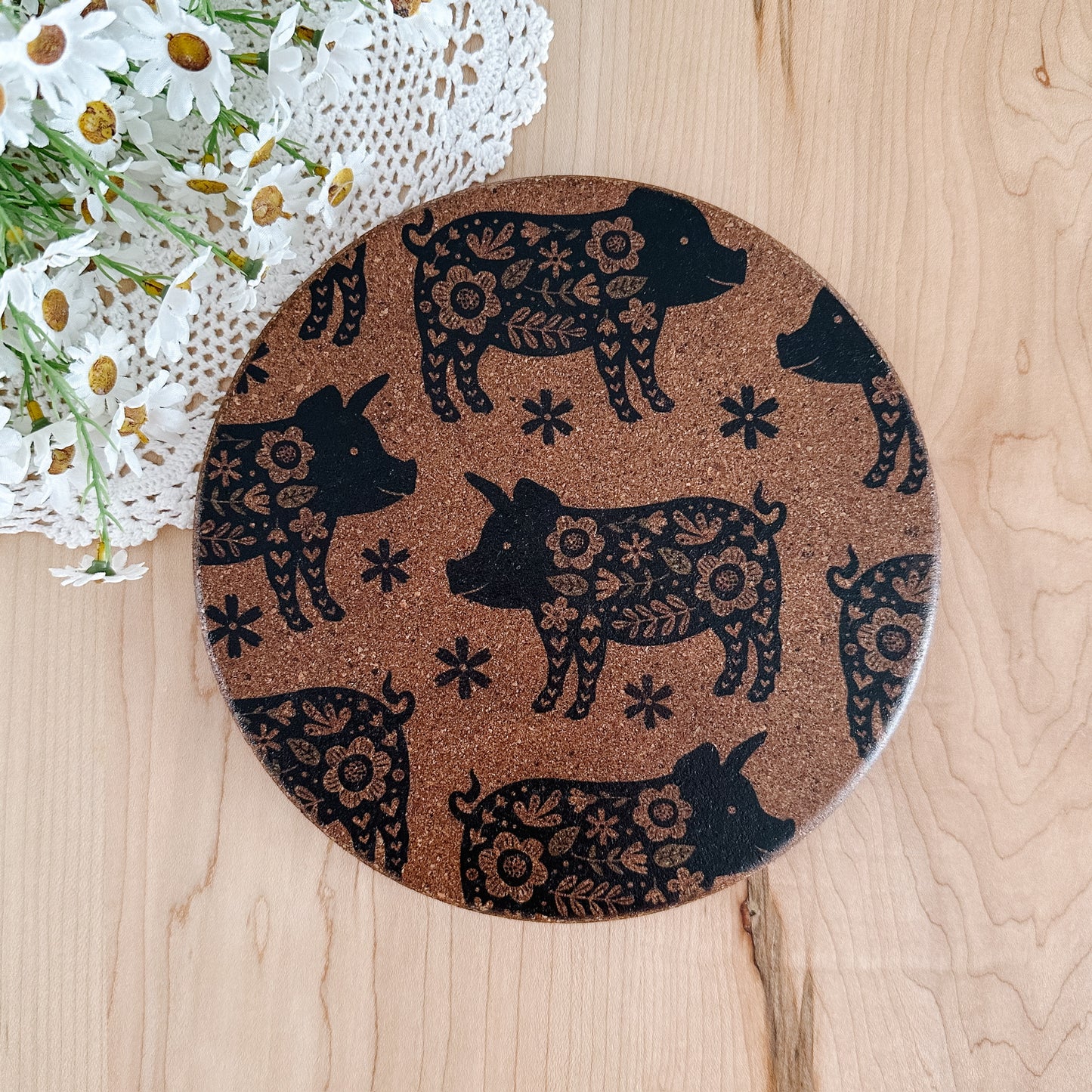 Floral Farm Animals Cork Trivets | 8 options