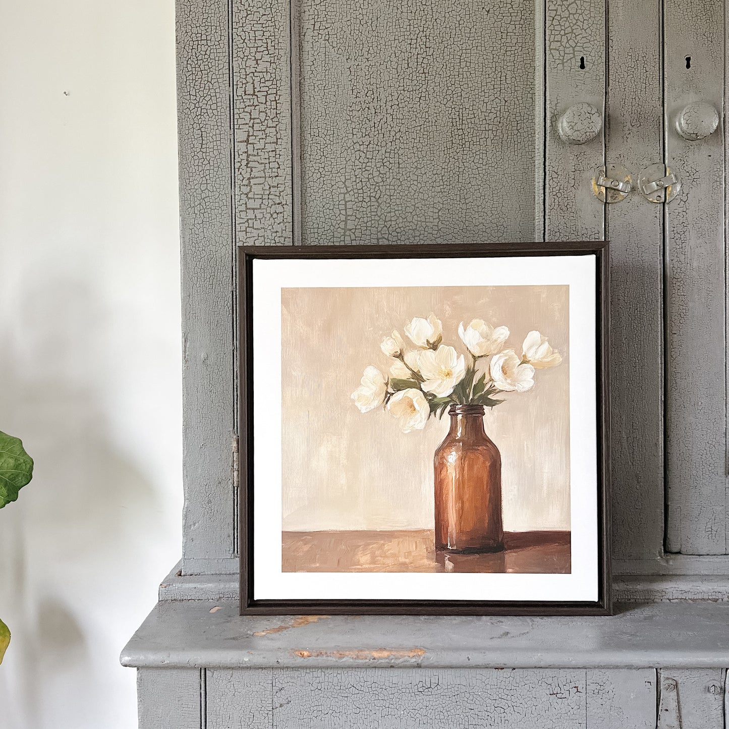 Floral Bouquet in Bottle Framed Print | 2 Frame Options