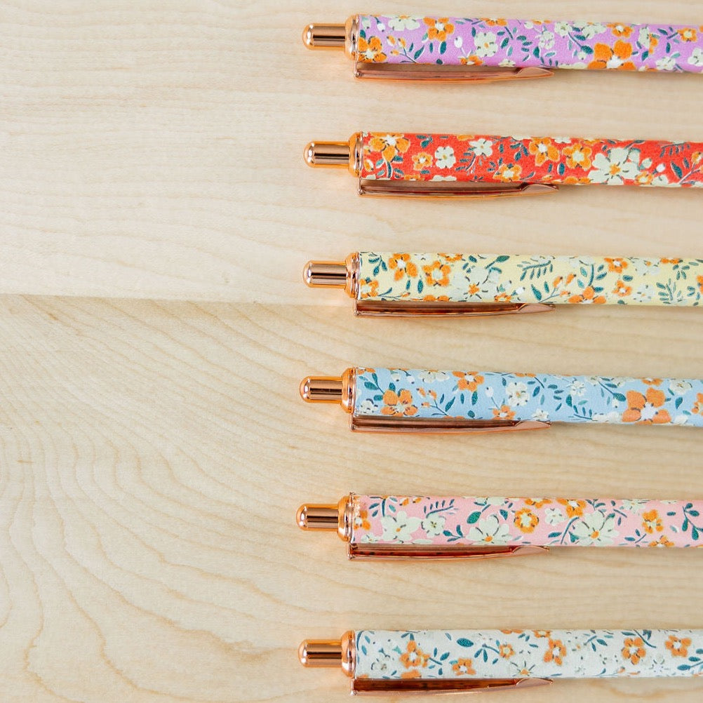 Rose Gold Floral Pens